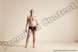 Underwear Gymnastic poses Man White Slim Bald Dancing Dynamic poses Academic